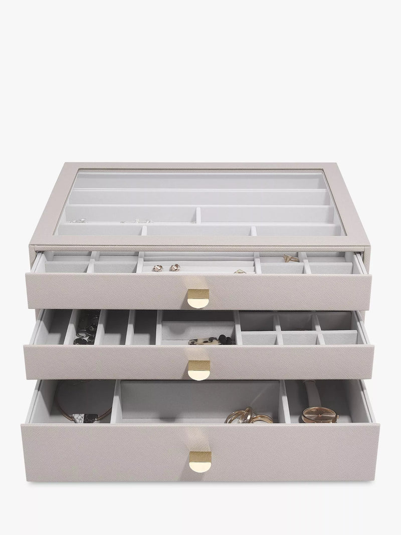 Stackers Supersize Glass Lid 3 Drawer Jewellery Box