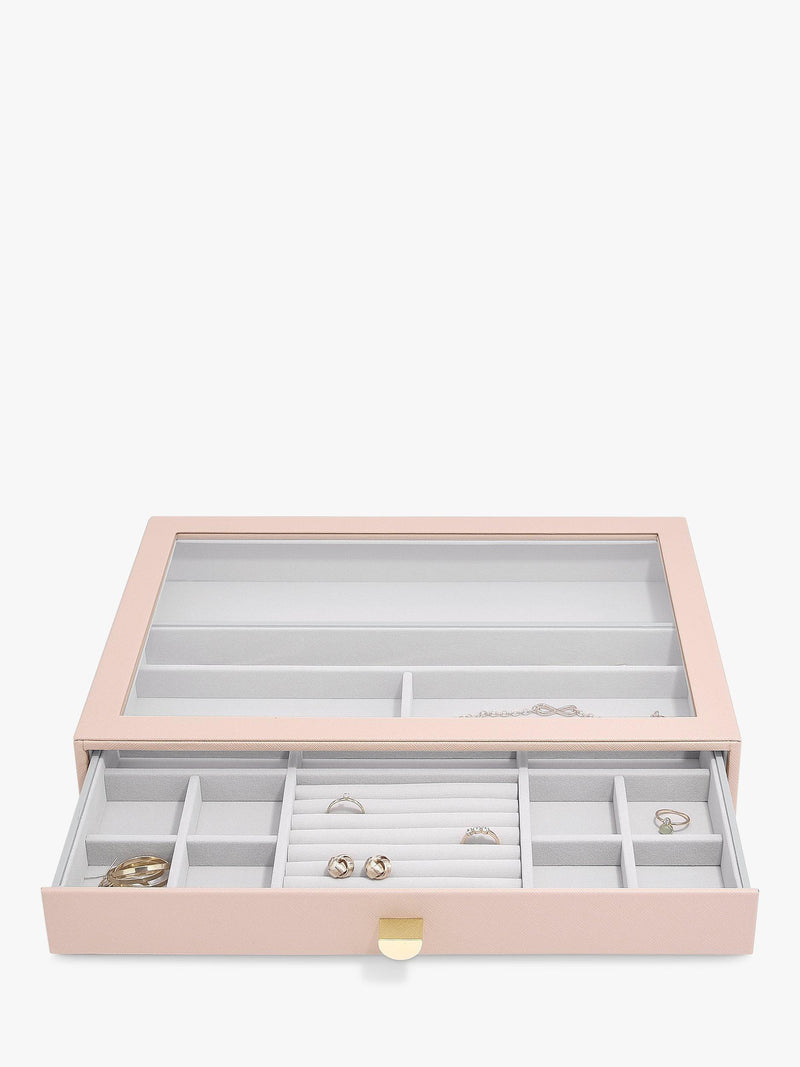 Stackers Supersize 3 drawer jewellery box with glass lid (British brand)