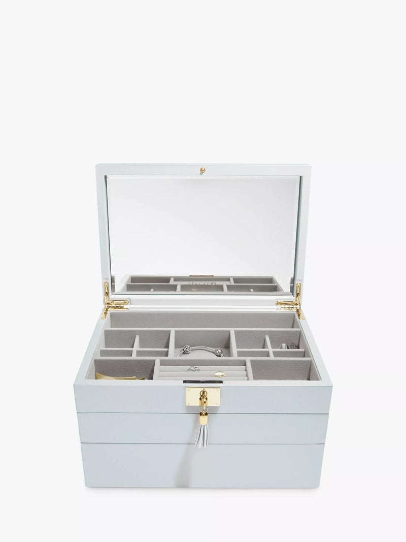 Stackers Leather Velvet Lined Jewellery Box - Powder Blue