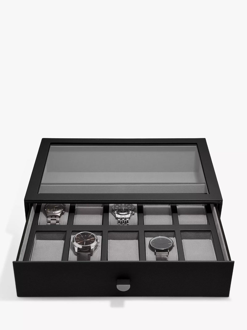 Stackers black 10 piece watch storage drawer (British brand)