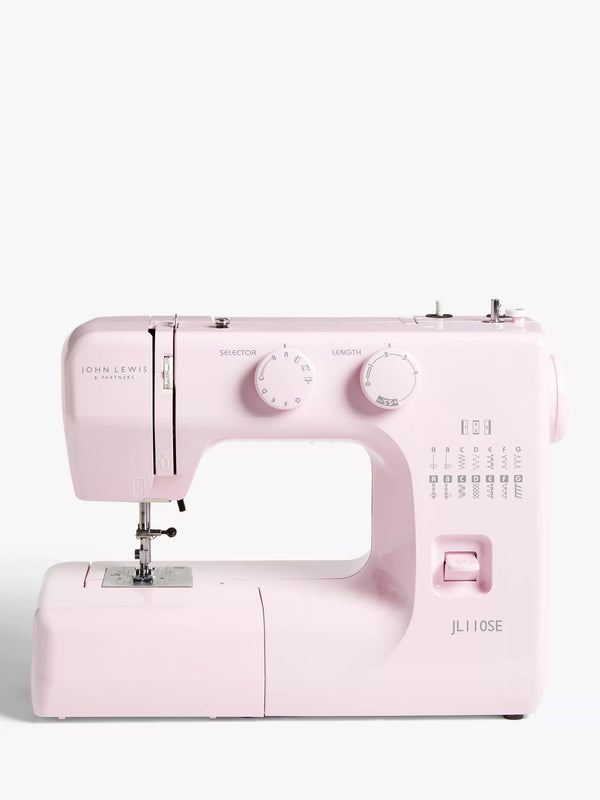 Soft Pink Sewing Machine with 14 Stitch Options and Free Arm for Beginners