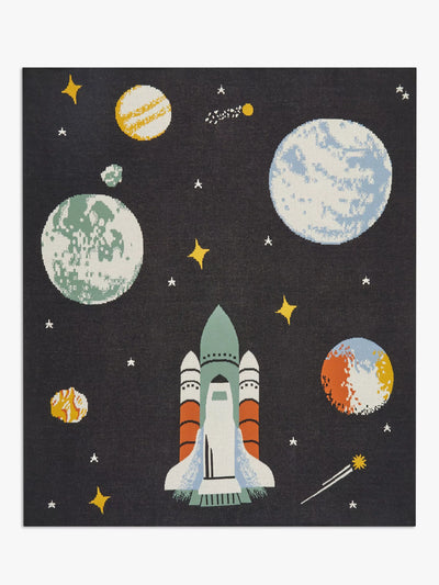 John Lewis Outer Space Rocket-Printed Pure Cotton Throw- Buy online at McGrocer