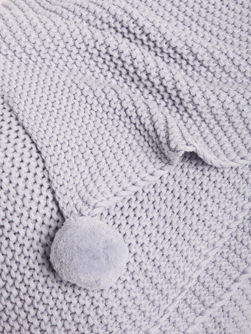 John Lewis cotton throw knitted pure cotton pom details, UK version