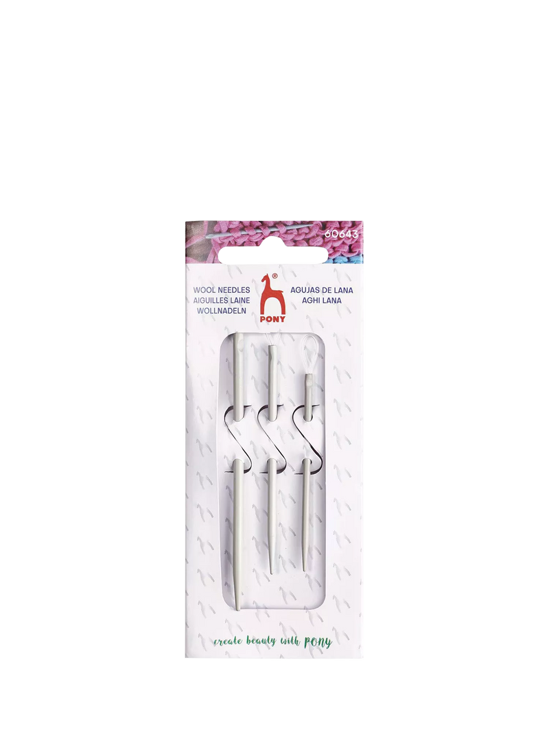 Pony aluminium wool needles set of 3, imported from the UK