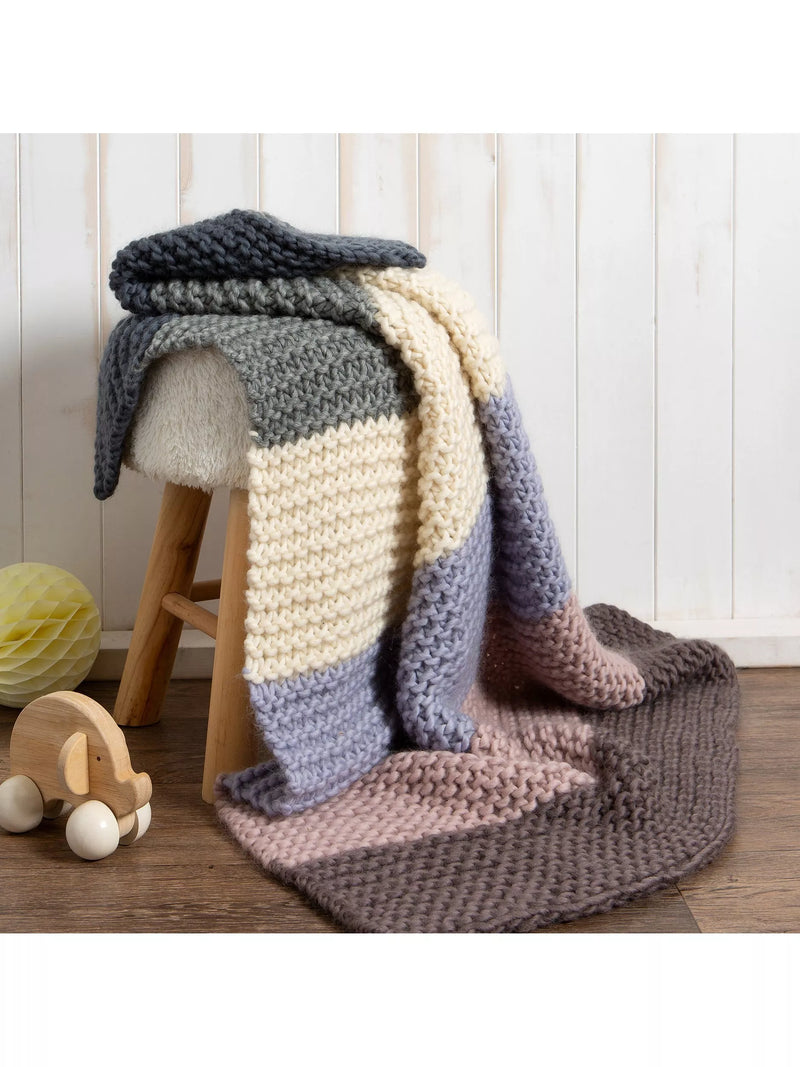 Wool Couture knitting kit naturally neutral blanket, imported from the UK