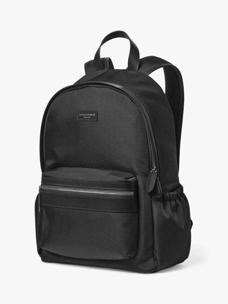 Aspinal of London men's commuter backpack with leather trim - British product