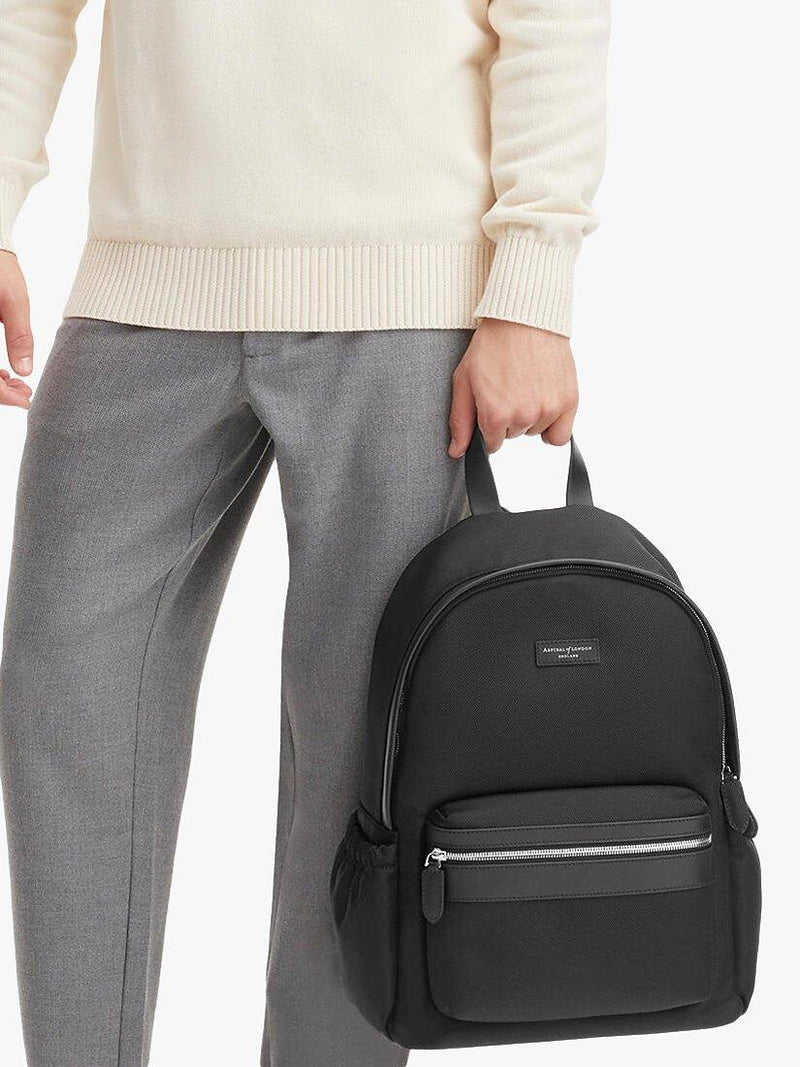 Aspinal of London men's commuter backpack with leather trim - British product