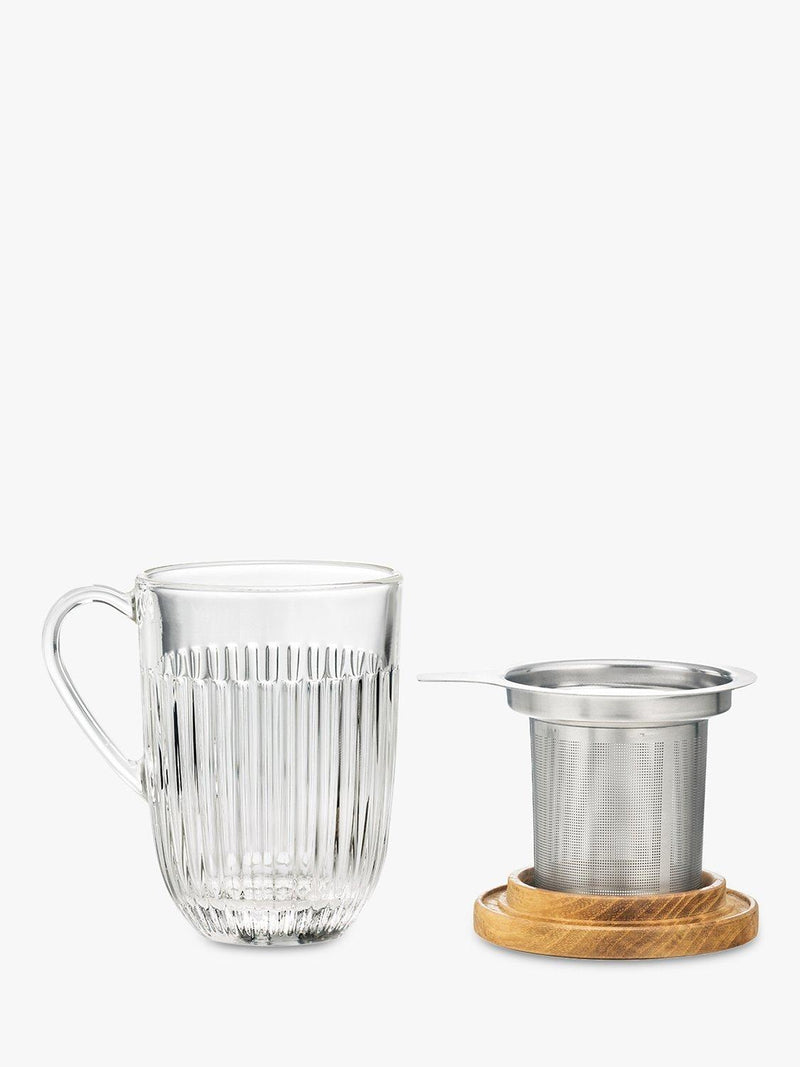 La Rochère glass tea infuser mug with bamboo lid 400ml - British product