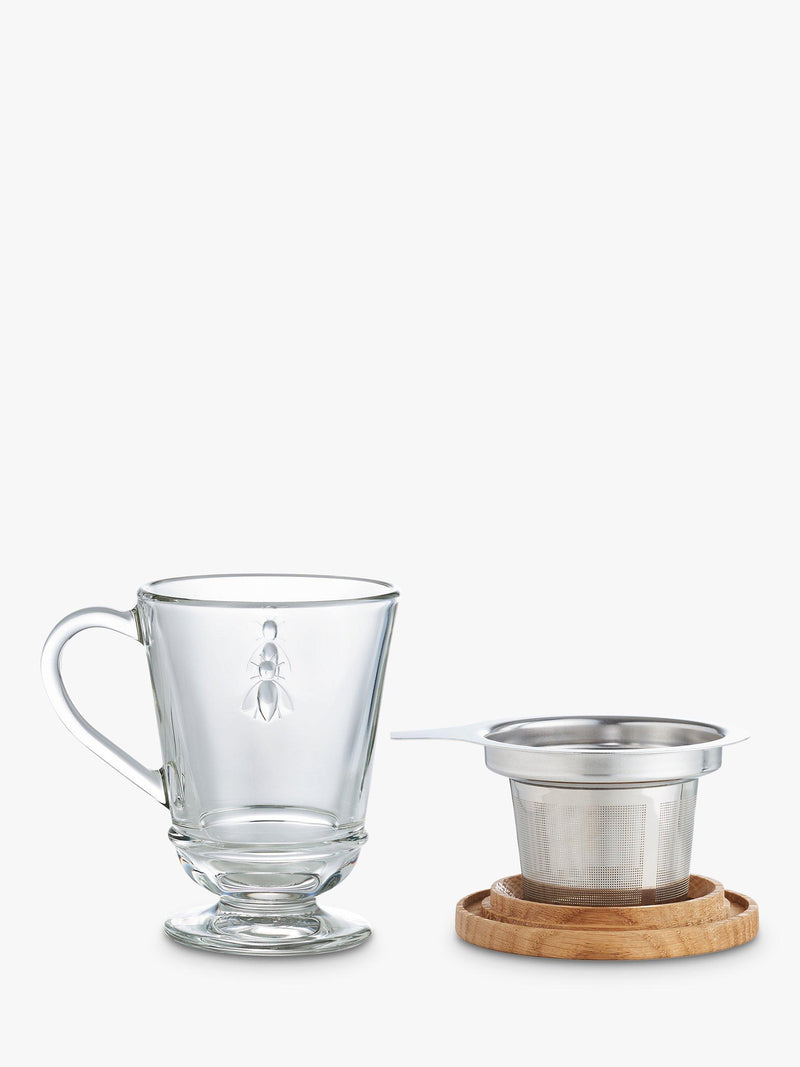 La Rochère bee motif glass tea infuser mug 275ml (British brand)