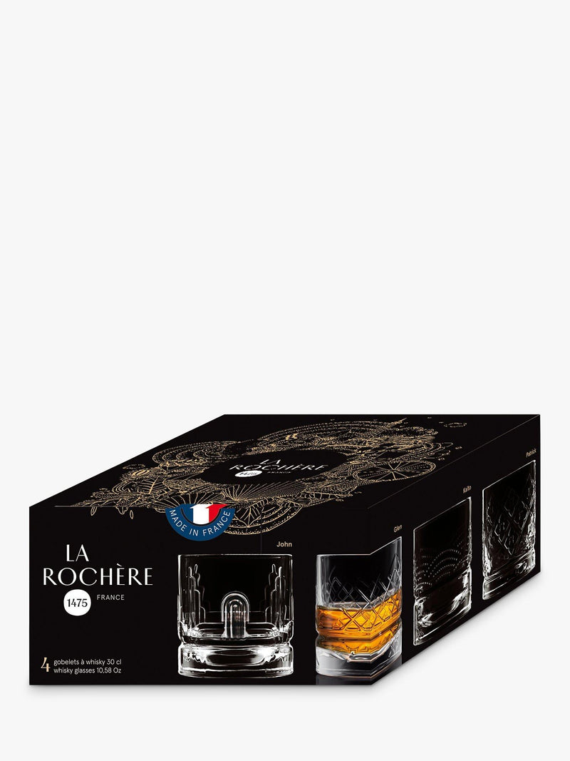 La Rochère Dandy clear whisky tumblers set of 4 300ml, UK version