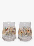 Sara Miller Chelsea Collection Birds Glass Tumbler Set Of 2 410Ml Clear Multi