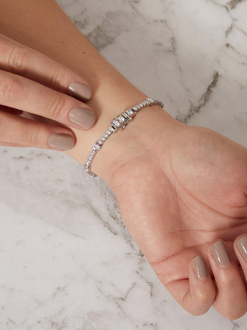 Jools by Jenny Brown cubic zirconia tennis bracelet silver 18.25cm (British brand)