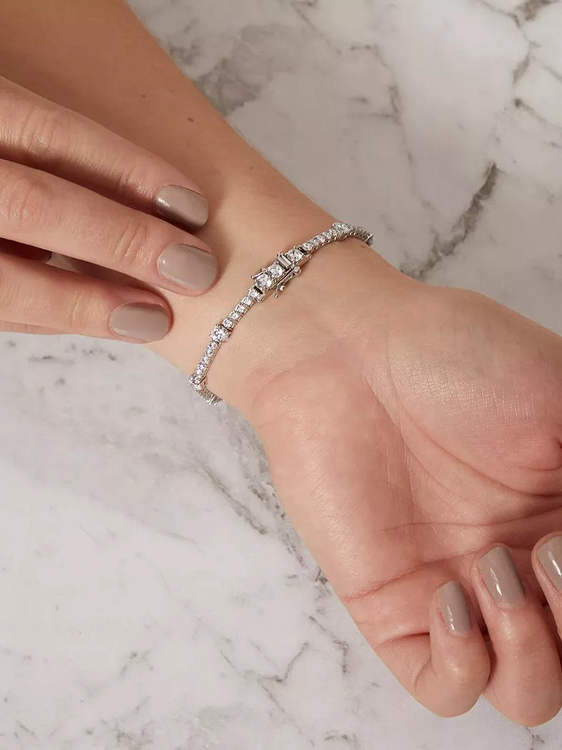 Jools by Jenny Brown cubic zirconia tennis bracelet silver 18.25cm (British brand)
