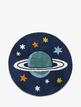 John Lewis John Lewis Outer Space Saturn Cotton Rug Blue 100cm- Buy online at McGrocer