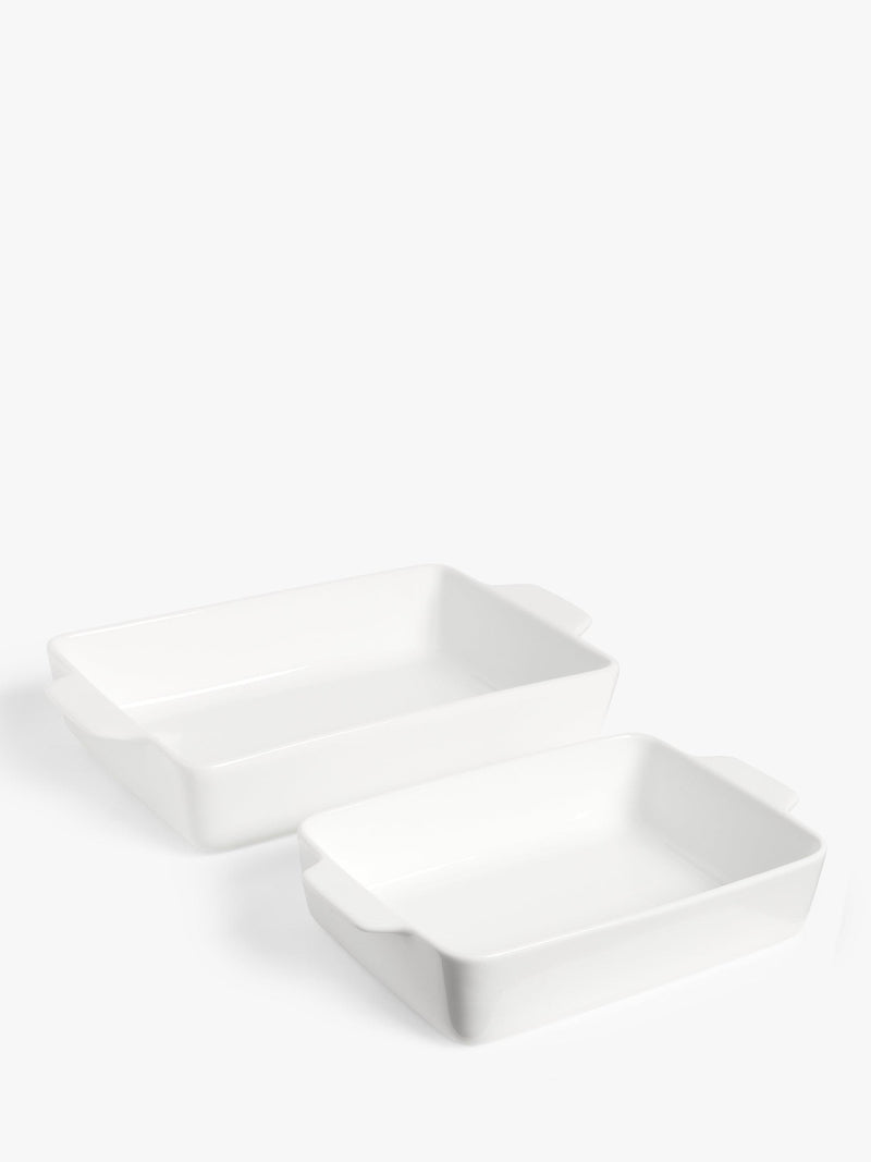 John Lewis rectangular roasters set of 2 white (British brand)