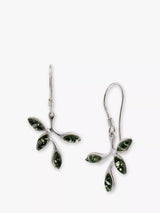 John Lewis Be-Jewelled Sterling Silver Green Baltic Amber Leaf Drop Earrings- Buy online at McGrocer