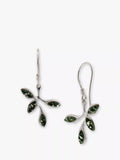 Be-Jewelled green Baltic amber leaf drop earrings, imported from the UK