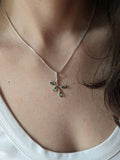 Be-Jewelled sterling silver green Baltic amber leaf pendant necklace (British brand)