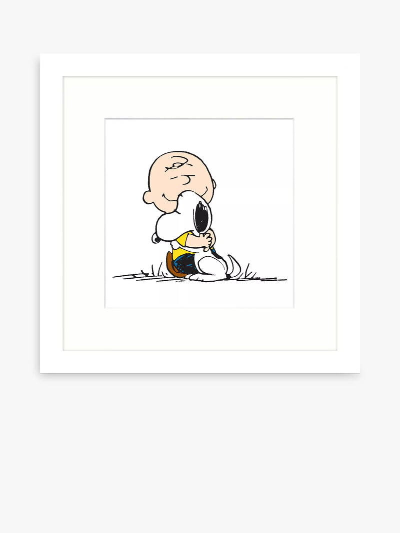 John Lewis Peanuts framed print Snoopy Charlie Brown hug 32x32cm (British brand)