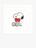 John Lewis Peanuts 'Snoopy Heart' Framed Print & Mount, 32 x 32cm, White/Red - McGrocer