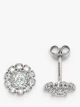 John Lewis E.W Adams 18ct White Gold Diamond Illusion Set Cluster Stud Earrings 0.48ct- Buy online at McGrocer