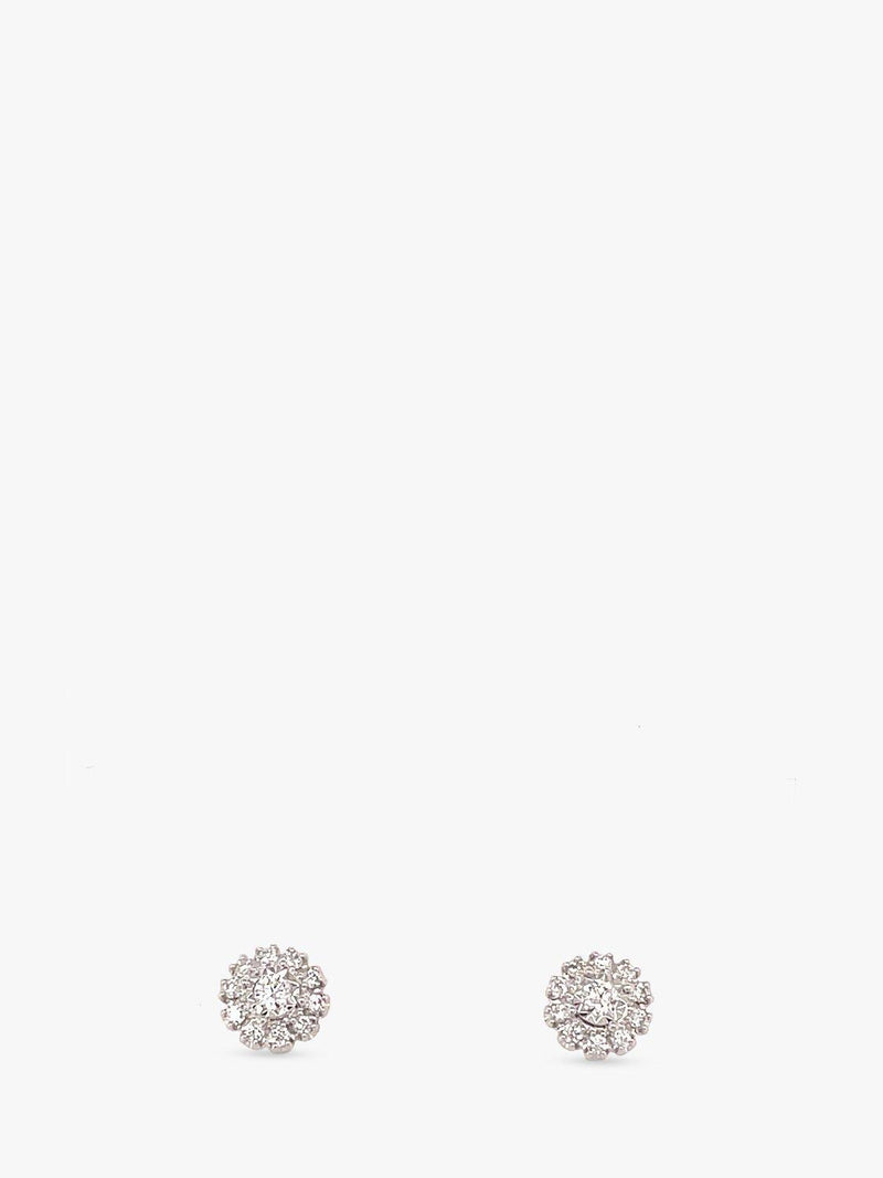 E.W Adams cluster earrings 18ct white gold (British brand)