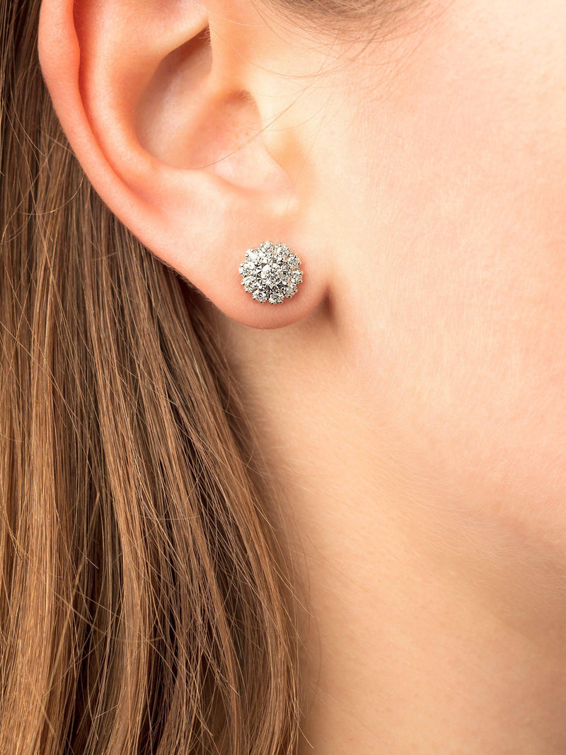 E.W Adams cluster earrings 18ct white gold (British brand)