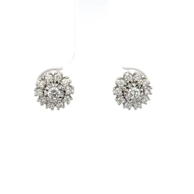 E.W Adams cluster earrings 18ct white gold (British brand)