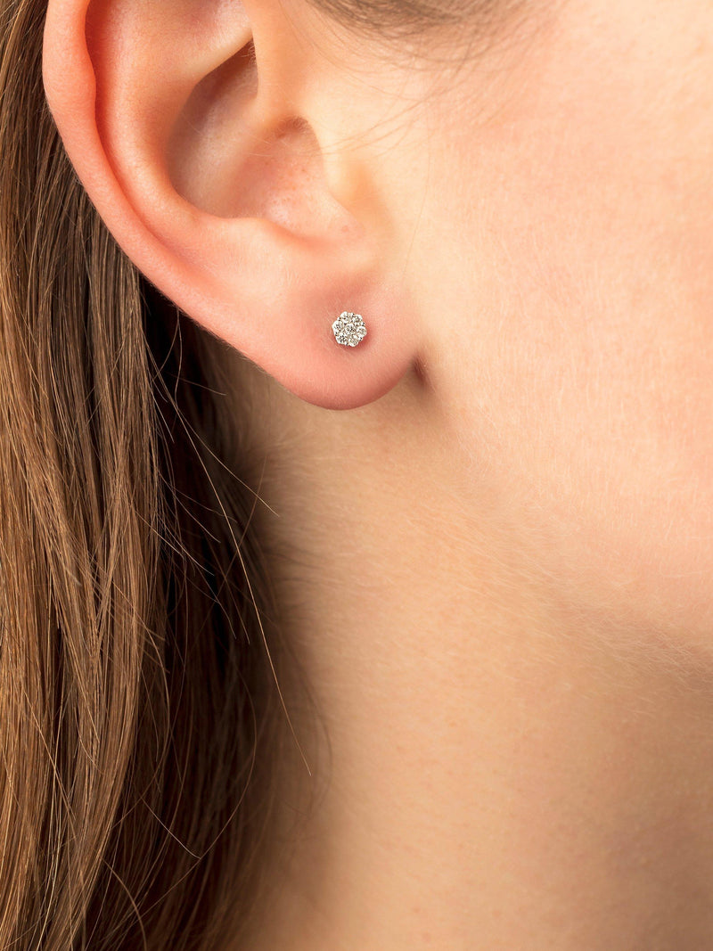E.W Adams diamond cluster stud earrings 18ct white gold - British product