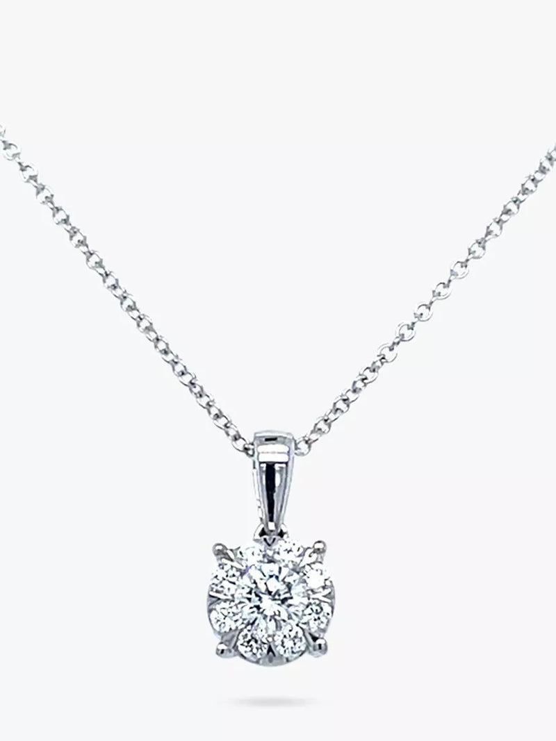 E.W Adams diamond cluster pendant 18ct white gold 0.24ct - British product