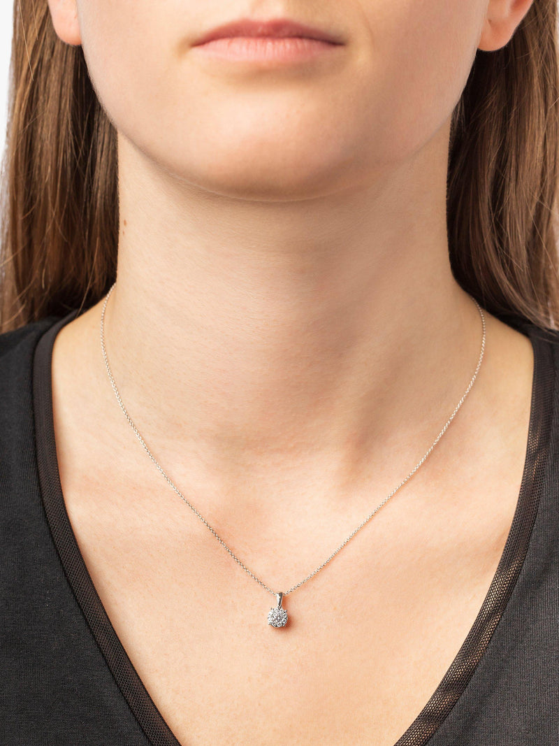 E.W Adams diamond cluster pendant 18ct white gold 0.24ct - British product