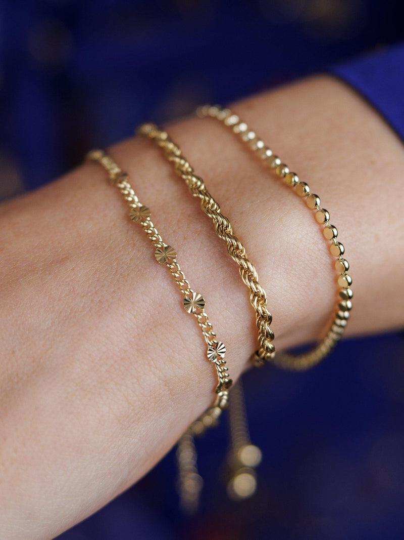 LARNAUTI gold rope chain friendship bracelet 23cm - British product