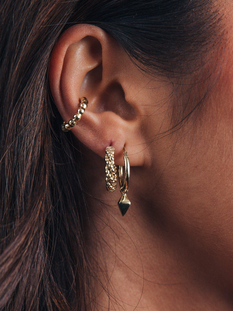 LARNAUTI twisted bead gold hoop earrings - British product