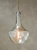 Nkuku Agataria clear recycled glass pendant light, imported from the UK
