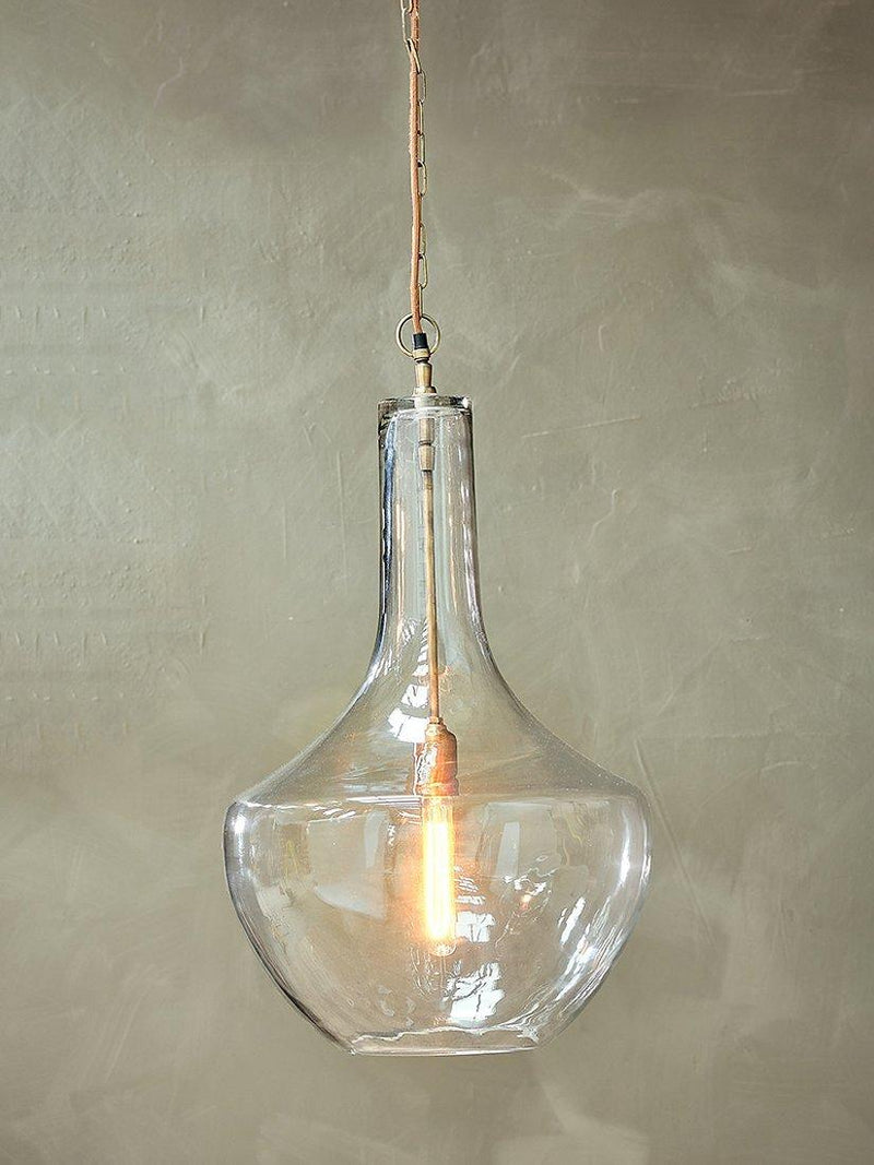 Nkuku Agataria clear recycled glass pendant light, imported from the UK