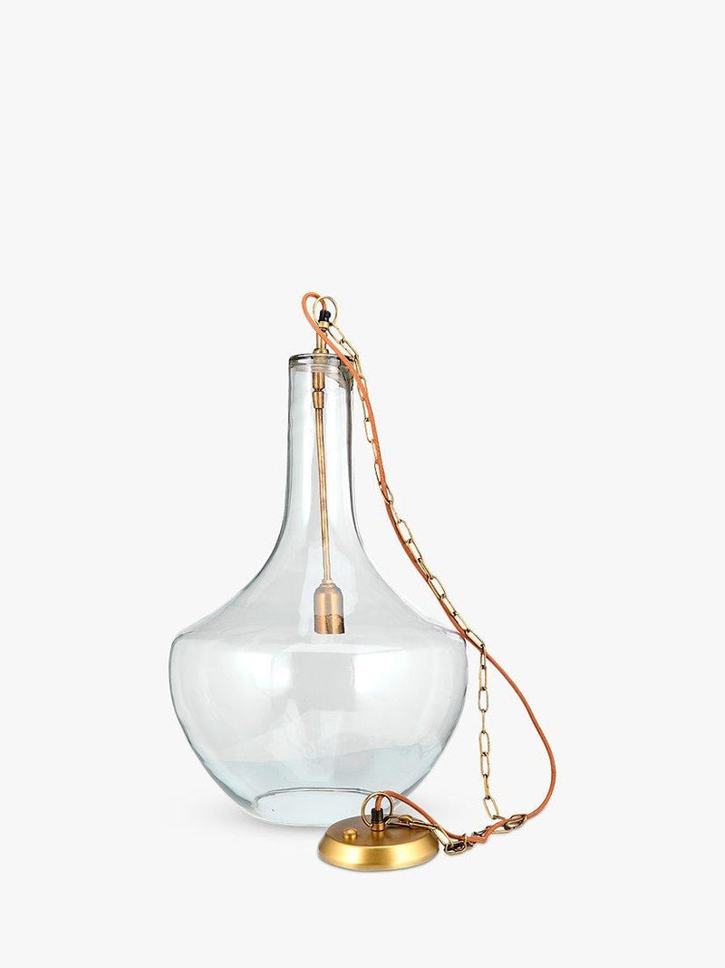 Nkuku Agataria clear recycled glass pendant light, imported from the UK