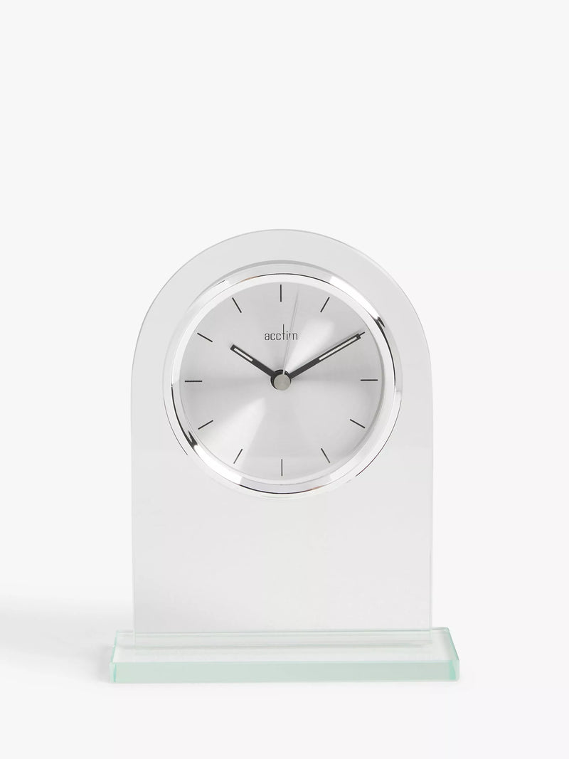 Acctim Ledburn glass mantel clock clear silver H17cm - British product