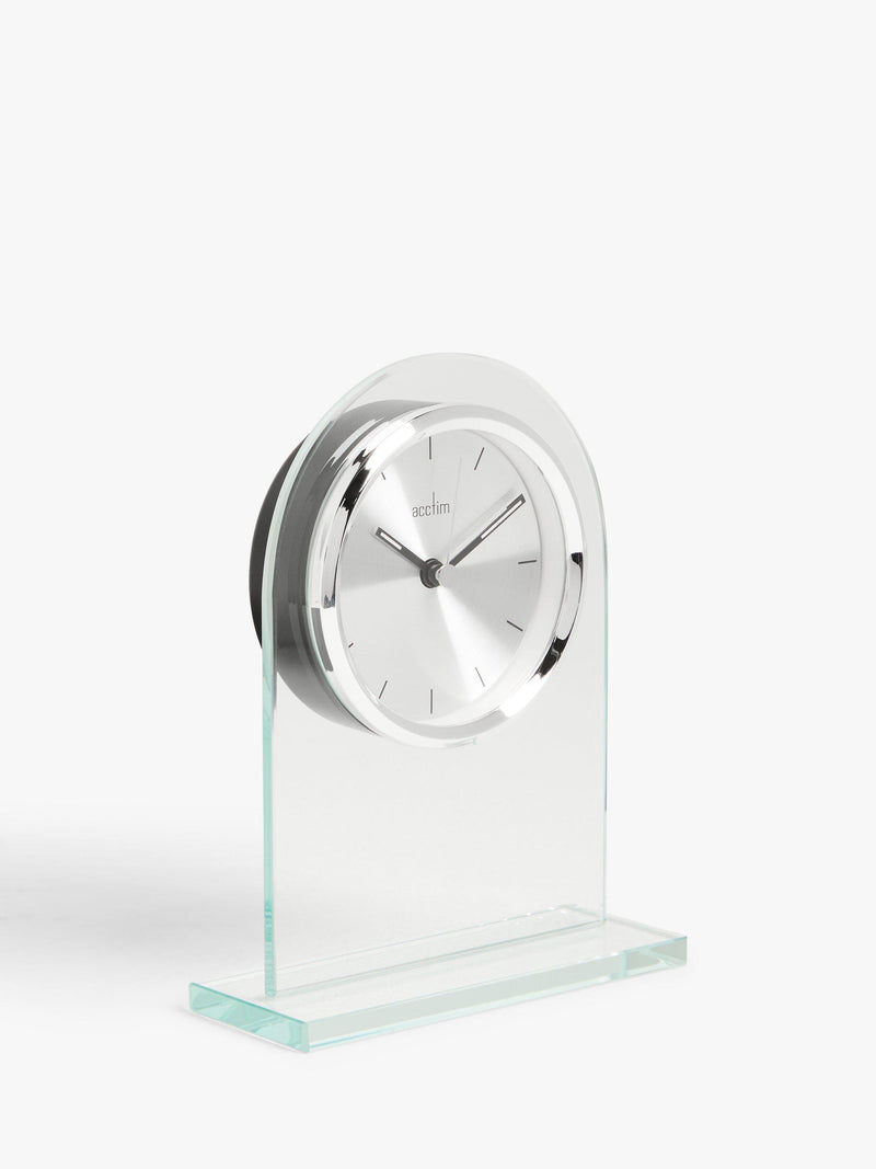 Acctim Ledburn glass mantel clock clear silver H17cm - British product