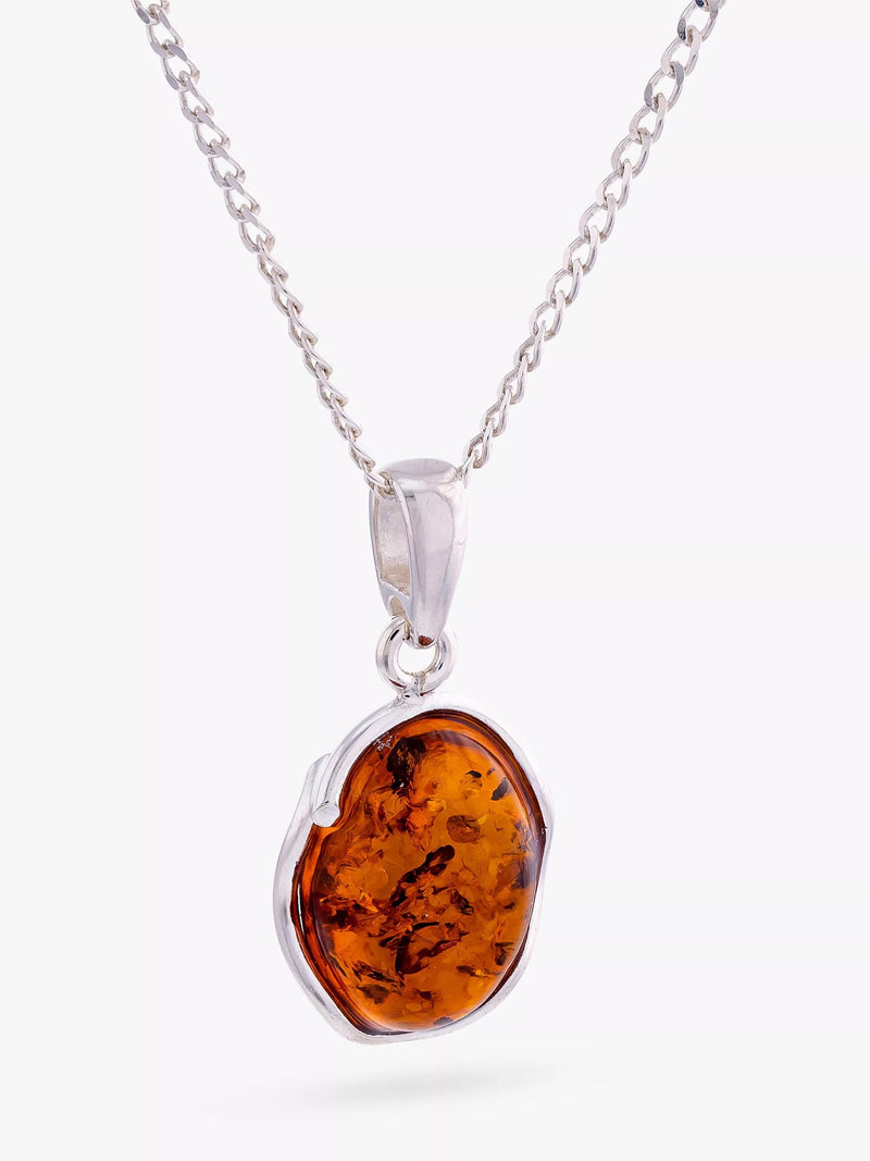Be-Jewelled Baltic amber pendant necklace sterling silver 46cm - British product