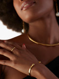 Monica Vinader Fiji Bud Open Cuff Gold, imported from the UK
