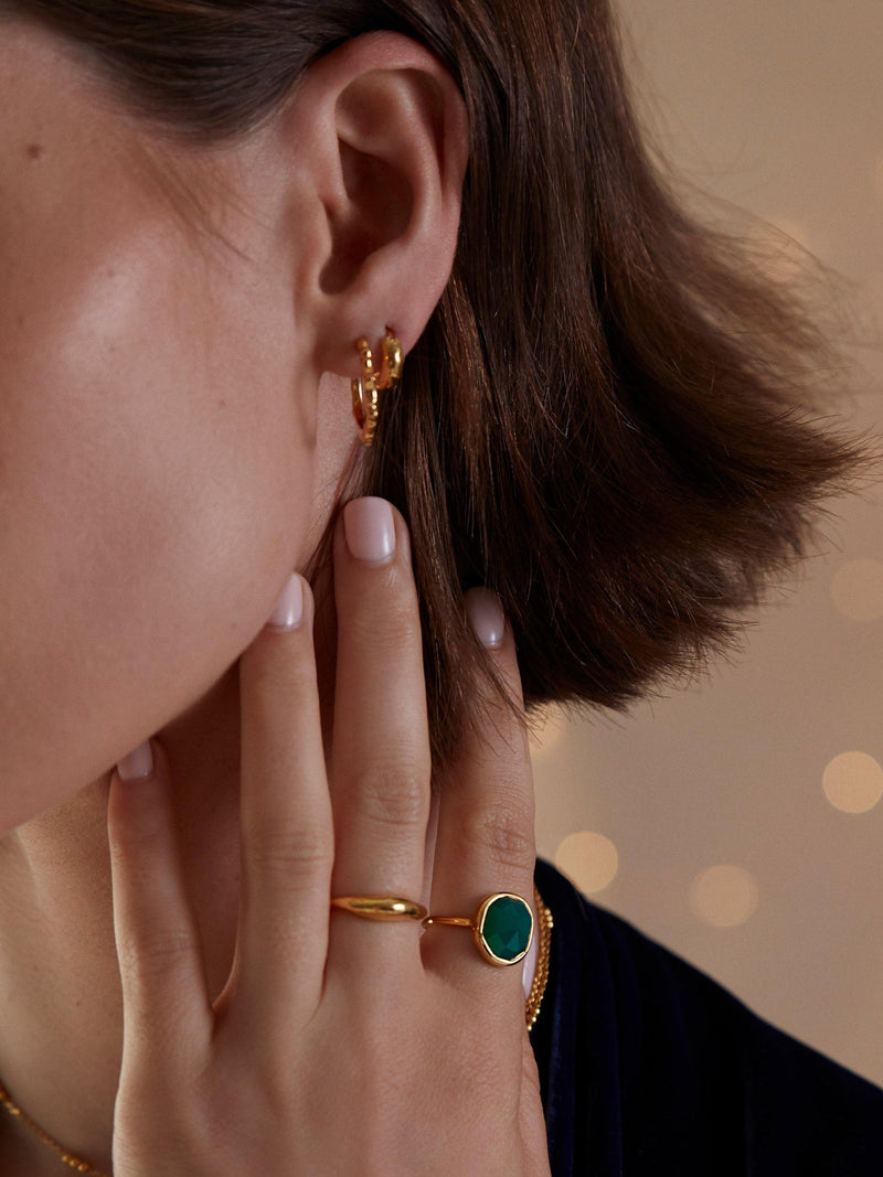 Monica Vinader gold ring with onyx gemstone - British product