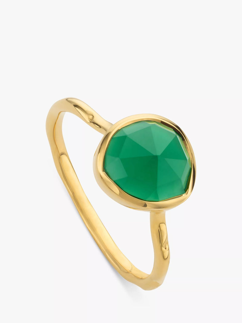 Monica Vinader Siren onyx gemstone ring gold plated vermeil - British product