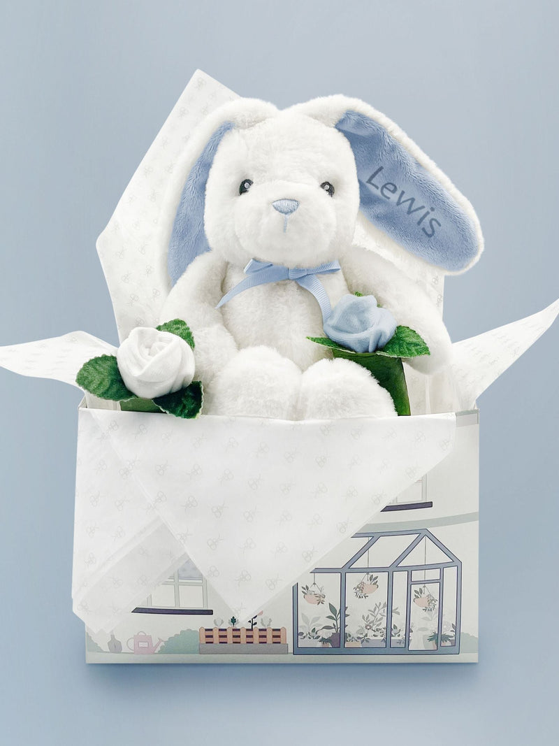 Babyblooms personalised bunny gift set with rosebud socks, UK version