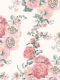 Rustic Hollyhocks Wallpaper with Pink and Natural Colour Palette