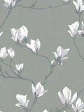 Magnolia Floral Pattern Wallpaper with Contrasting Background