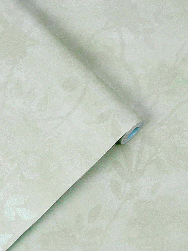 Laura Ashley Eglantine Silhouette Wallpaper in Eau de Nil, UK version