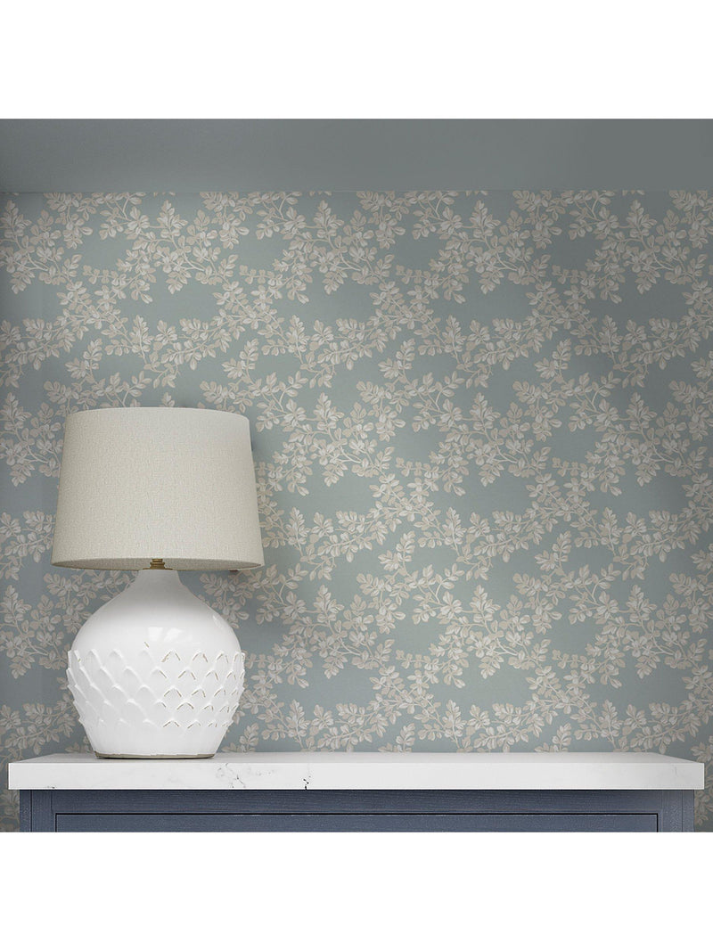 Laura Ashley Burnham wallpaper leaf trellis pattern , UK version