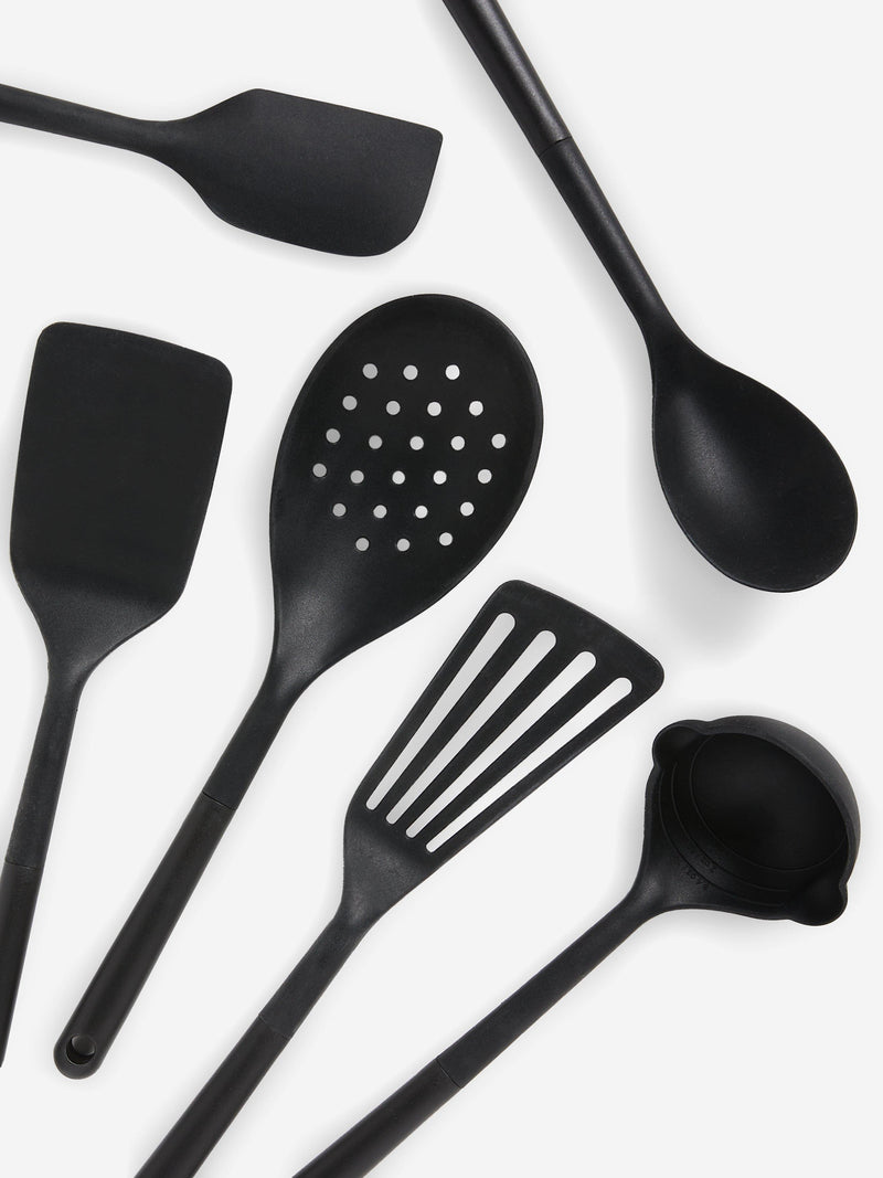 John Lewis silicone kitchen utensil set of 6 black (British brand)