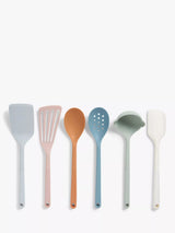 John Lewis John Lewis Silicone Kitchen Utensils Set in Pastels, Set of 6- Buy online at McGrocer