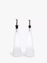 John Lewis Glass Oil and Vinegar Drizzler Set with Silicone Stopper and Stainless Steel Pourer, Clear- Buy online at McGrocer